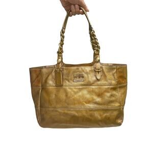 Coach Madison Gold Chain Patent Leather Metallic Shoulder Bag Y2K